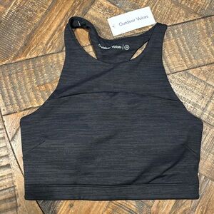 Outdoor Voices NWT  Black Tech Sweat Crop  High-Neck Seamless Sports Bra size XS